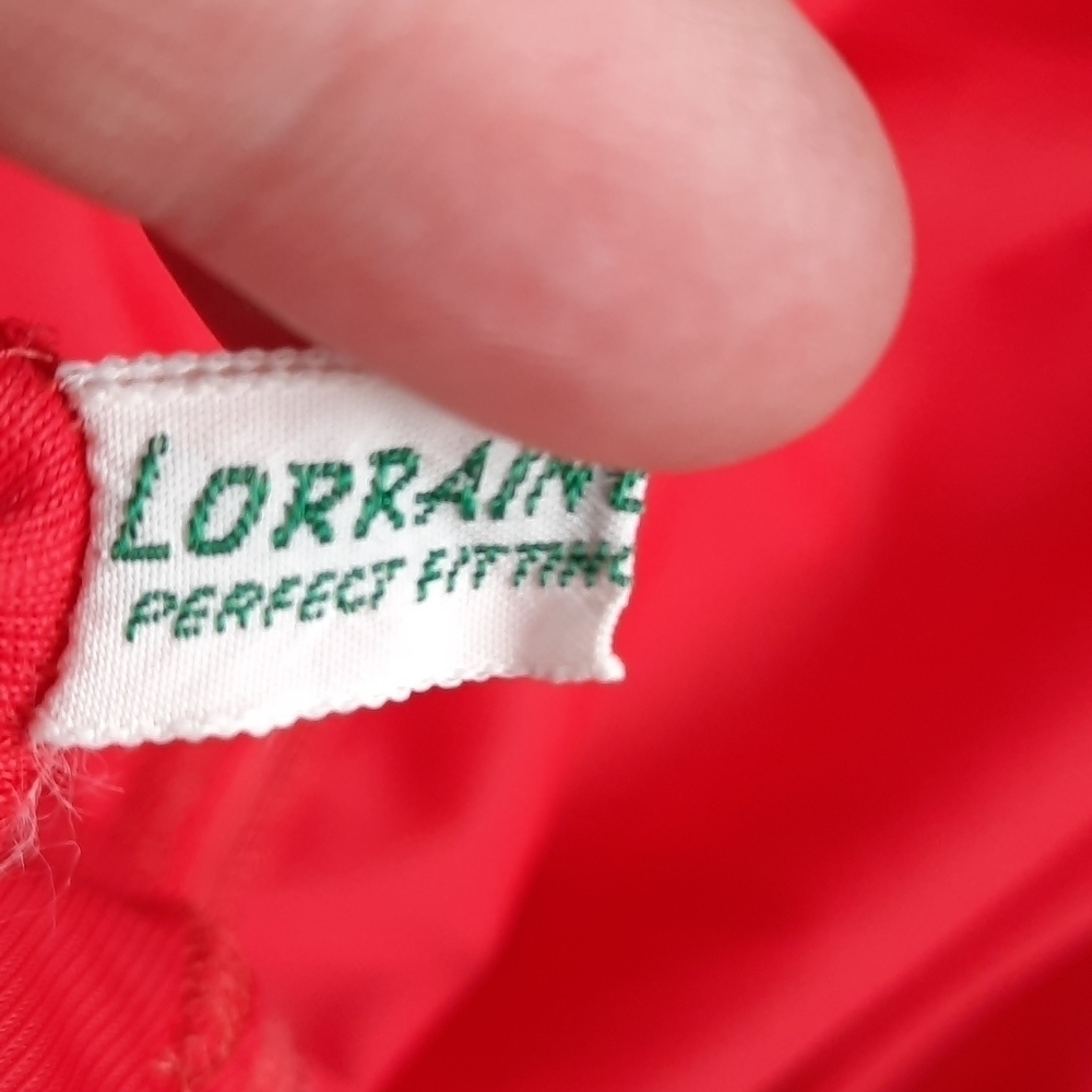 Vintage 1960's Lorraine Perfect Fit Nylon Red Midi Lace Detail Slip - Picture 7 of 8